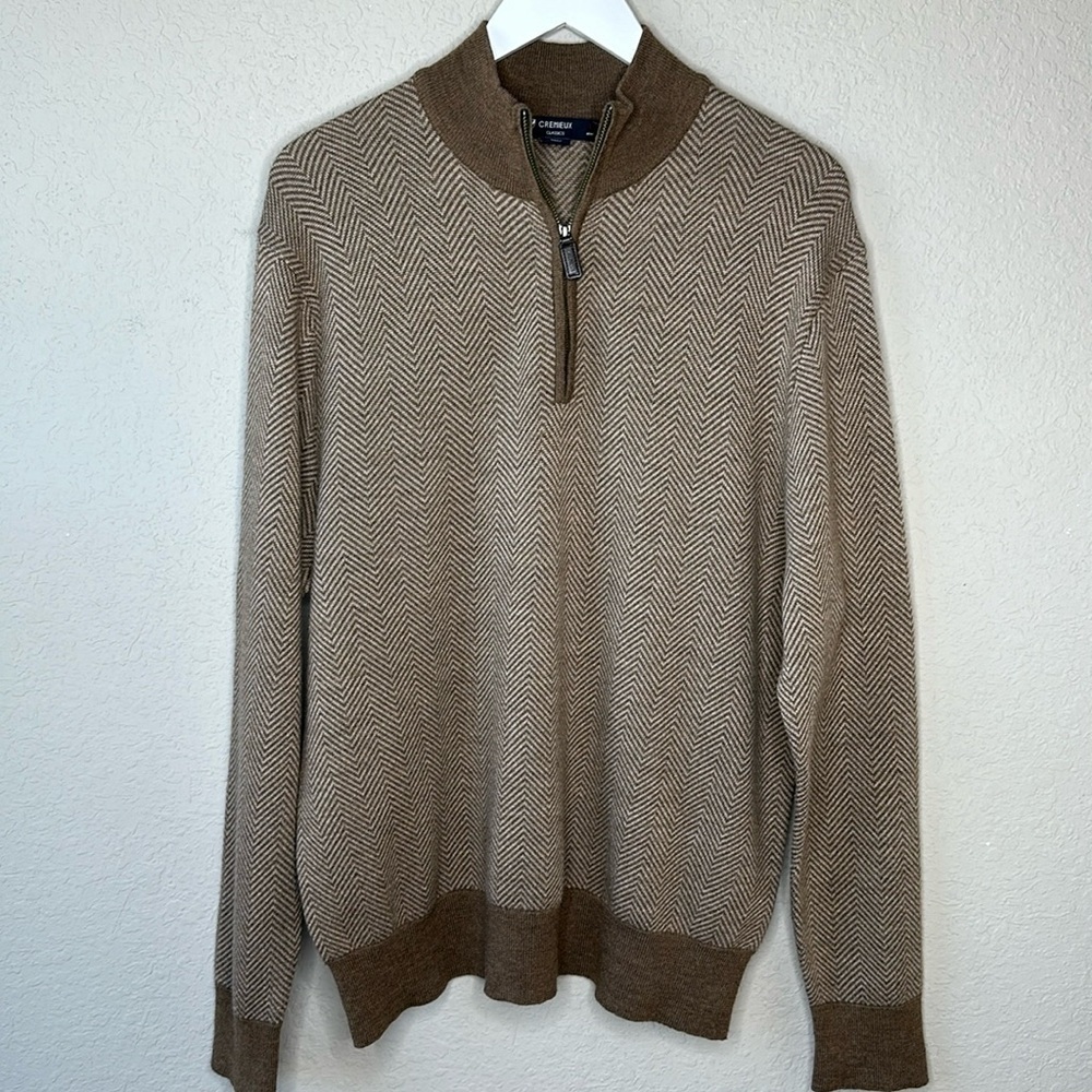 Cremieux Classics 100% Extra Fine Merino Wool‎ 1/4 Zip Pullover Sweater Size L